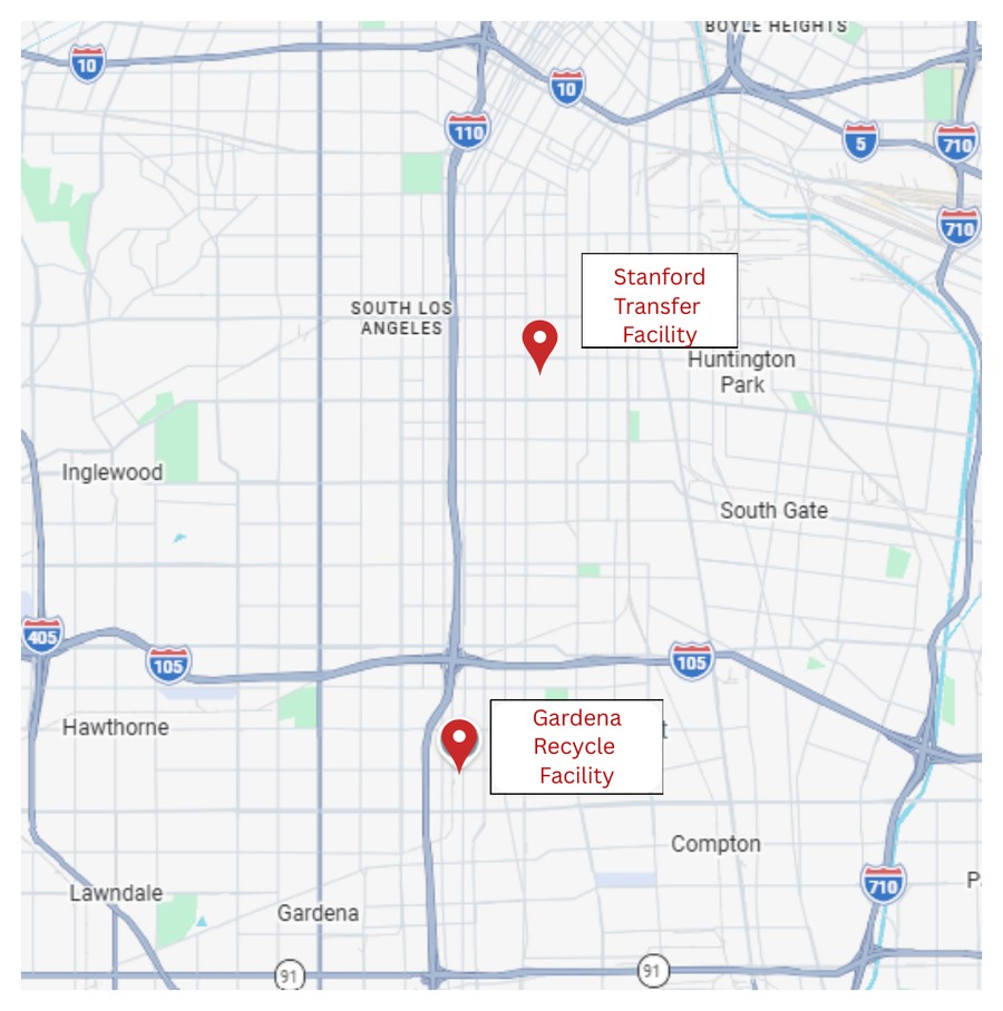 Map of WET Earth facility locations in Los Angeles